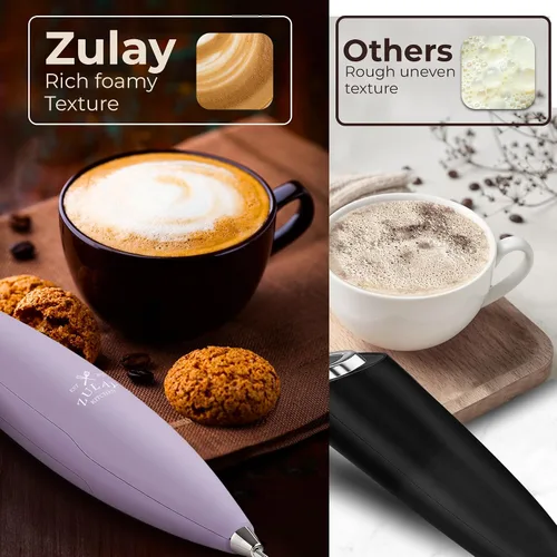 Vista 247 de Zulay Milk Boss Espumador de leche potente manual, hace espuma para latte, batidor para mezclar bebidas, café, miniespumador para capuchino, frappé