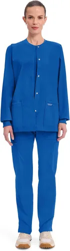 Vista 5 de Cherokee WW340 - Chaqueta de uniforme médico para mujer, con cierre frontal, 3 bolsillos, resistente a la decoloración, elástica en 2 direcciones