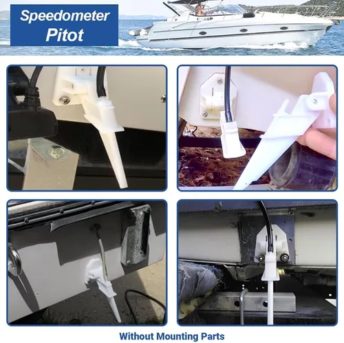 Vista 4 de Velocímetro de barco marino Pitot, velocímetro universal automático Kick-up tubo Pitot montaje hasta 80 MPH