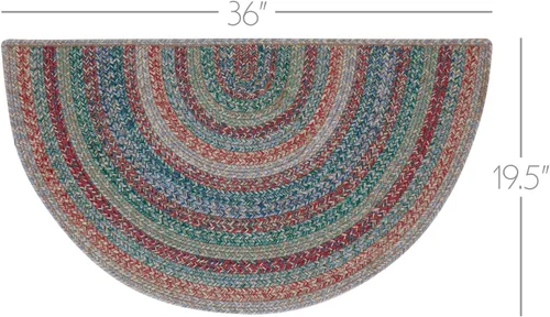 Vista 2 de VHC Brands Alfombra de yute multi medio círculo con almohadilla 19.5x36
