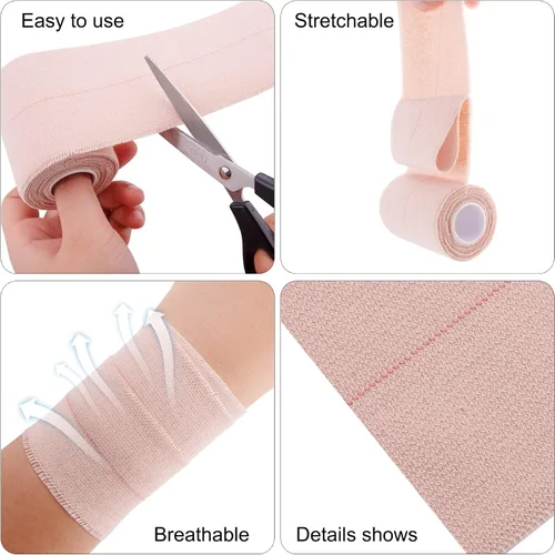 Vista 3 de BQTQ 6 rollos de cinta adhesiva elástica de 4 pulgadas, vendaje elástico autoadhesivo para heridas, vendaje elástico autoadherente, cinta deportiva