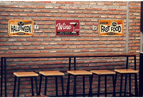 Vista 4 de AOYEGO Cartel de lata de vino, póster con letra de vino tinto y blanco, letreros de metal vintage para cafeterías, bares, bares, bares, tiendas