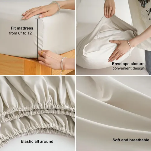 Vista 5 de Mohap Juego de sábanas de 3 piezas, microfibra cepillada de 1800 hilos - Ropa de cama lujosa, suave y transpirable para todas las estaciones
