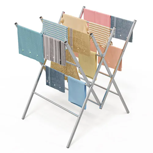 Vista 9 de Whitmor Tendedero plegable para ropa, 12 barras de metal para colgar ropa, uso en interiores y exteriores, 36.2 pulgadas de profundidad x 30.3
