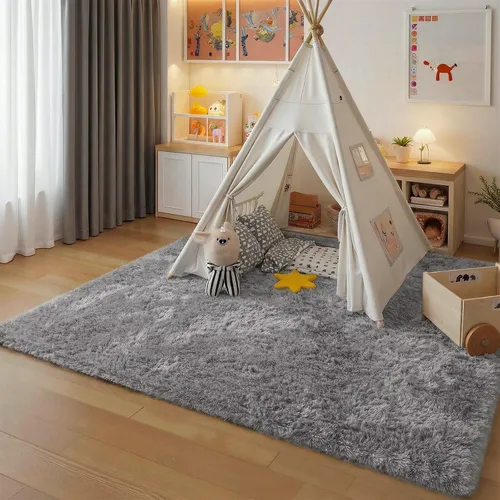 Vista 10 de junovo Alfombra de área lavable y antideslizante, alfombras de área pequeñas y esponjosas, alfombra peluda para sala de estar, alfombra suave