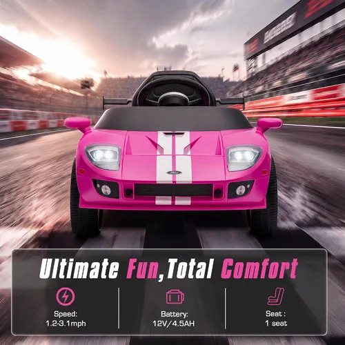 Vista 3 de Coche eléctrico de 12 V para niños, rosa, regalos de cumpleaños de YOHOPO 1-Rosa
