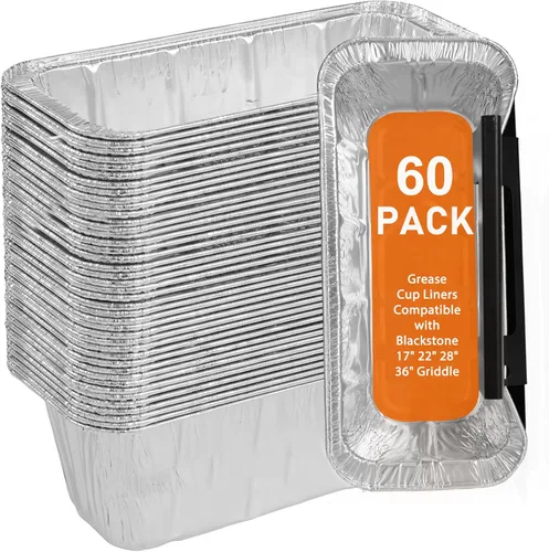 Vista 10 de Accesorios para plancha compatibles con Blackstone Griddle – Forros desechables de papel de aluminio para recogedor de grasa para Blackstone 17, 22