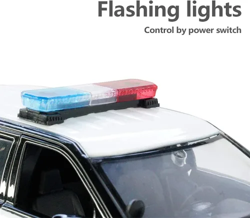 Vista 8 de Motormax 79536 2015 Ford Police Interceptor Utility Negro y Blanco con barra de luz intermitente, luces delanteras y traseras y 2 sonidos 1/24