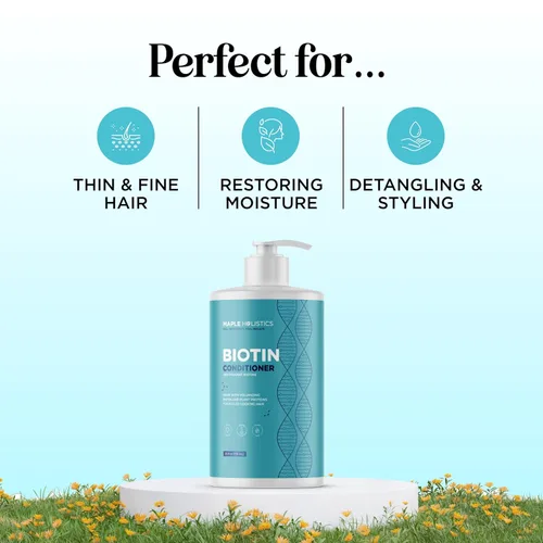 Vista 2 de Acondicionador de Biotina para Cabello Ralo - Acondicionador Voluminizador para Cabello Fino, Delgado y Débil - Sin Sulfatos, Parabenos y Silicona