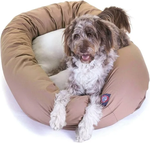 Vista 17 de Cama para perros Bagel de 40 pulgadas negra y Sherpa de Majestic Pet Products Negro