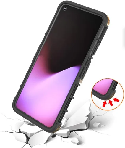 Vista 6 de Funda para Google Pixel 5 con protector de pantalla de vidrio templado, resistente a prueba de golpes, funda para cinturón, soporte (ciervo)