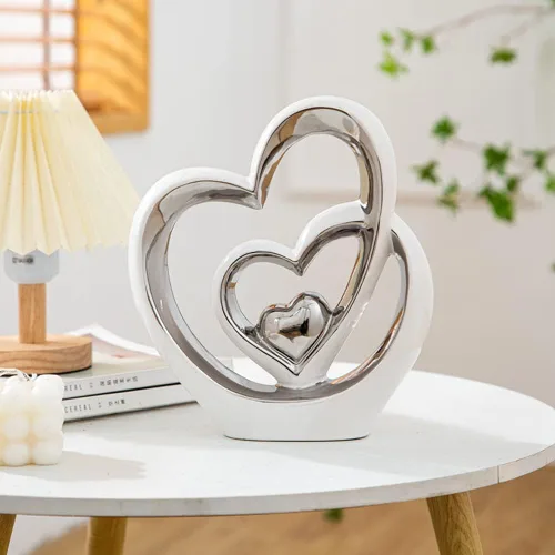 Vista 5 de Anding Decoración del hogar Estatua de arte moderno Escultura de porcelana Regalo de Año Nuevo Oro Decorativo Sala de estar Oficina Centro de mesa