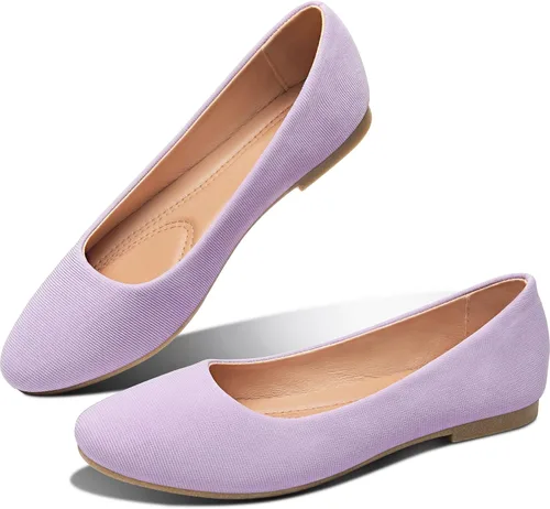 Vista 21 de Obtaom Zapatos planos de puntera redonda para mujer, zapatos de ballet negros para niñas