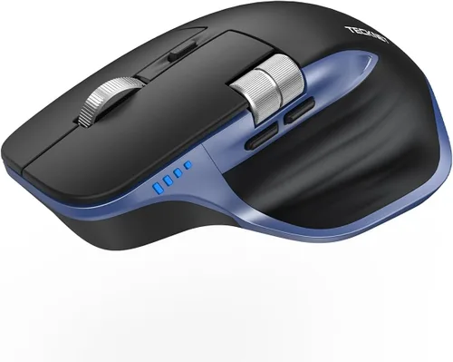 Vista 12 de TECKNET Ratón Inalámbrico, Ratón Bluetooth (BT5.0/5.0 & 2.4G) Ratón Óptico Ergonómico Recargable 4800 DPI con 6 Ajustables, Clics Silenciosos, Negro