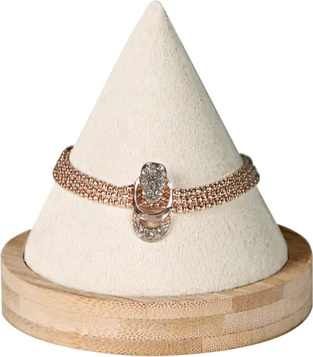 Vista 3 de Pangkeep Soporte de exhibición de pulsera de cono de bambú para mostrar venta (beige)