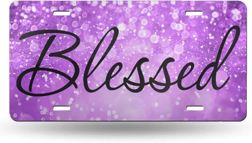 Vista 12 de Placa de matrícula delantera personalizada de aluminio con versículo bíblico Salmo 46:5 "Dios está en ella, no fallará" con destellos rosa