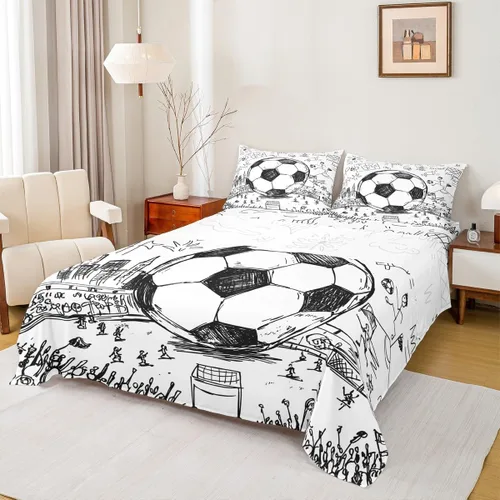 Vista 10 de Erosebridal Juego de sábanas deportivas de tamaño individual, sábanas de béisbol y fútbol, bolsillo profundo, para fútbol, baloncesto, rugby, ropa