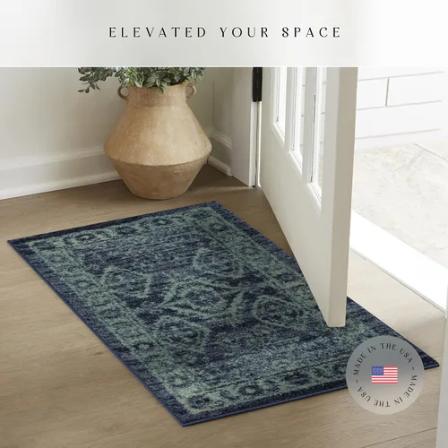 Vista 3 de Alfombrilla Maples Rugs, modelo Georgina Accent, Tela, Azul Marino/Verde