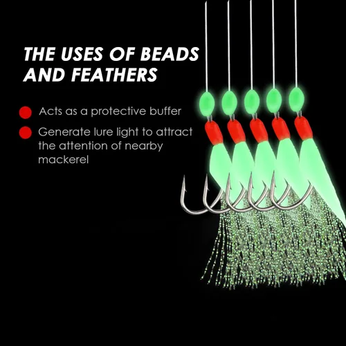 Vista 4 de 10 plataformas de pesca de mar preatadas con cuentas luminosas biónicos para insectos voladores, 10