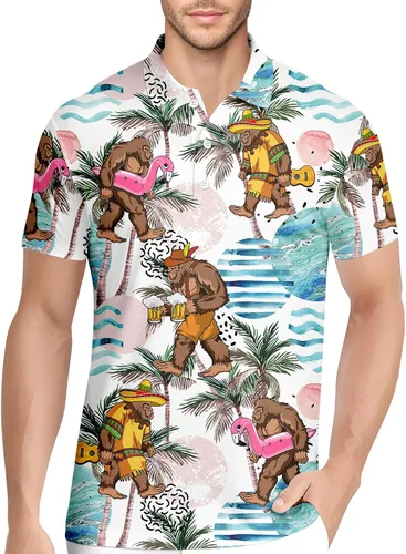 Vista 19 de HIVICHI Camisas de golf divertidas para hombre con patrón estampado loco colorido y novedad de alto rendimiento que absorbe la humedad, camisa tipo