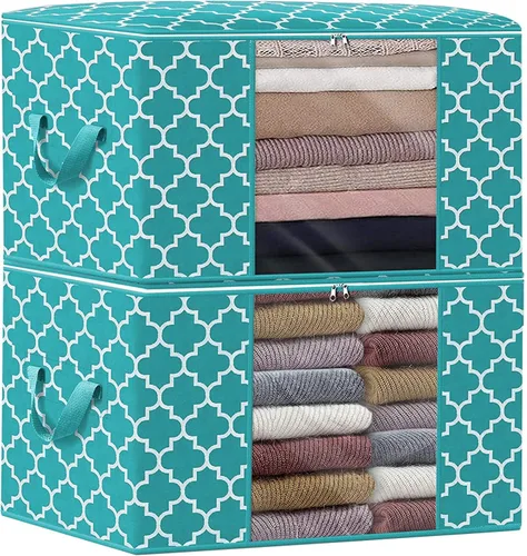 Vista 30 de ISELIFE Bolsas de Almacenamiento 100L Paquete de 2 Bolsas Grandes para Mantas y Ropa, Contenedores de Organización y Almacenamiento para Ropa