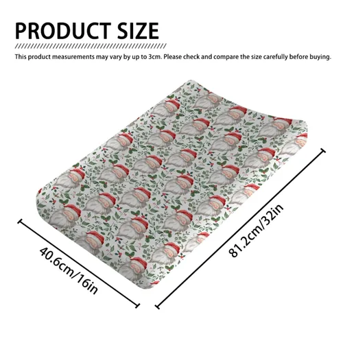 Vista 2 de Divertidas fundas para cambiador de Papá Noel, diseño de hojas de abeto de cerezo, para bebés, niños y niñas, para invierno, suaves, transpirables