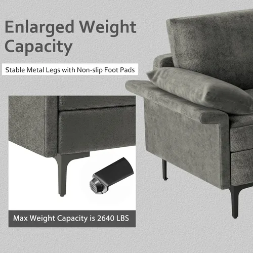 Vista 5 de KOMFOTT Sofá modular convertible extragrande de 130.5 pulgadas, sofá modular de 4 asientos en forma de L con diván reversible, salidas de 3 agujeros