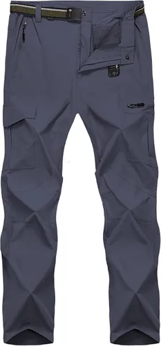 Vista 8 de Pantalones de senderismo para hombre, ligeros, transpirables, con 6 bolsillos, para verano, casual, de secado rápido, impermeables, pantalones