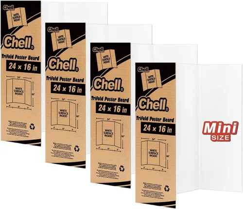 Vista 8 de Chell Tablero de Póster Tríptico de Tamaño Mini, 16" x 24", Tableros de Proyecto Corrugados Pequeños, Blanco, Paquete de 2