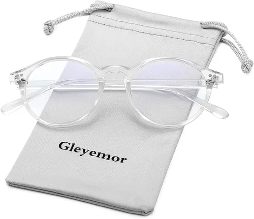 Vista 22 de Gleyemor Blue Light Glasses for Men Women, Vintage Round Frame Eyeglasses Leopardo