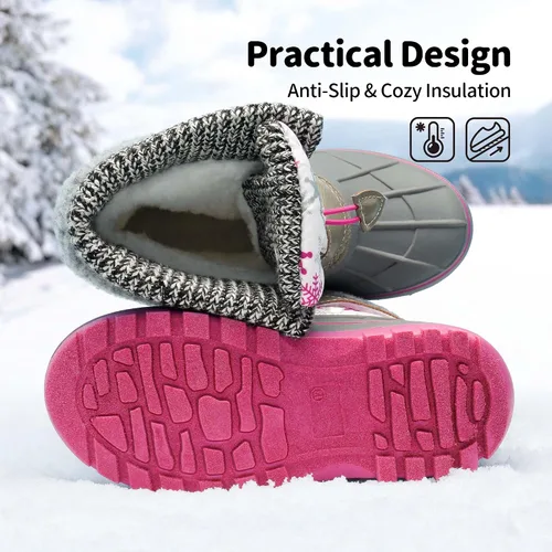 Vista 3 de DREAM PAIRS Botas de nieve, impermeables, con aislamiento, de invierno, para niño y niña