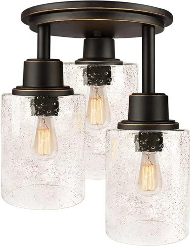 Vista 11 de ROTTOGOON Lámpara de Techo Semiempotrada, Accesorios de Luz de Techo de 3 Luces Cerca del Techo, Accesorios de Luz de Cocina Negro Mate