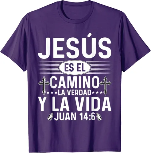 Vista 43 de Camisetas Cristianas en español Versículos Biblia Juan 14:6 Camiseta, Negro, S