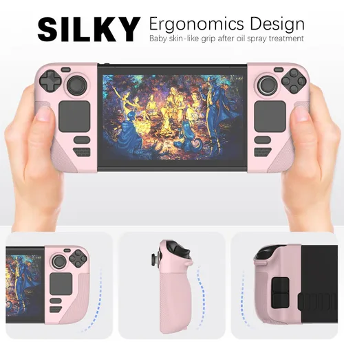 Vista 4 de Silicone Protective Shell Cover Skin Compatible With Steam Deck, Non-Slip Texture Handle Case for Steam Deck, Anti-Collision Cover with 4 Thumb