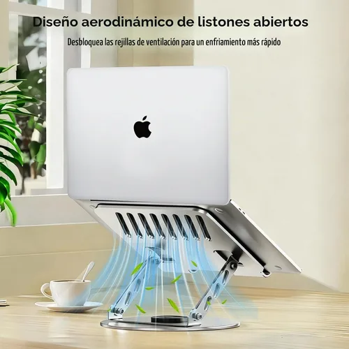 Vista 6 de Laptop Stand for Desk - All-Metal Ergonomic Computer Stand & Laptop Riser, 360° Rotatable & Adjustable & Foldable, Laptop Holder for MacBook Gris