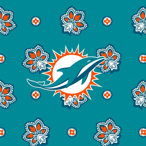 Vista 3 de Vera Bradley Bolso pequeño de algodón Premium para mujer Vera Bandana Aqua/Naranja Con Miami Dolphins
