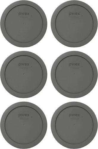 Vista 9 de Pyrex 7201-PC 4-Cup Puddle Grey Tapa de almacenamiento de alimentos - Hecho en Estados Unidos Plástico sin BPA, forma redonda, cubierta