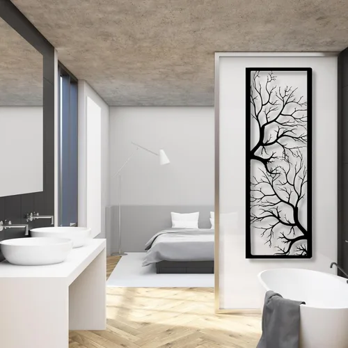 Vista 3 de Arte de pared de árbol de la vida, arte de pared de árbol de metal, letrero de árbol, decoración de pared de metal, decoración de pared de rama