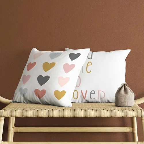 Vista 4 de Funda de almohada bohemia para aula, funda de almohada reversible con corazón de 18 x 18 pulgadas, fundas de almohada para sofá de guardería