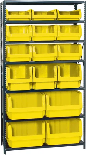 Vista 8 de Quantum QSBU-245BK Heavy Duty Shelving Unit with (7) Shelves and (24) QUS245 Black Bins for Garage Warehouse Storage Distribution 400 lb Load