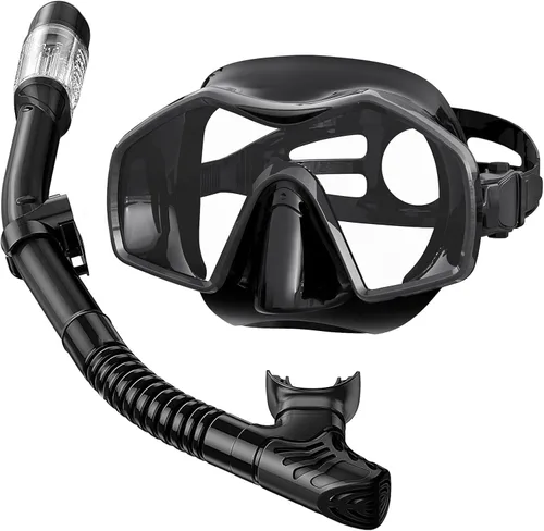 Vista 7 de Snorkeling Gear for Adults,Dry-Top Snorkel Mask Set with Tempered Glass,Anti-Fog & Anti-Leak Panoramic Swim Mask,Adjustable Snorkel Kit with Carry