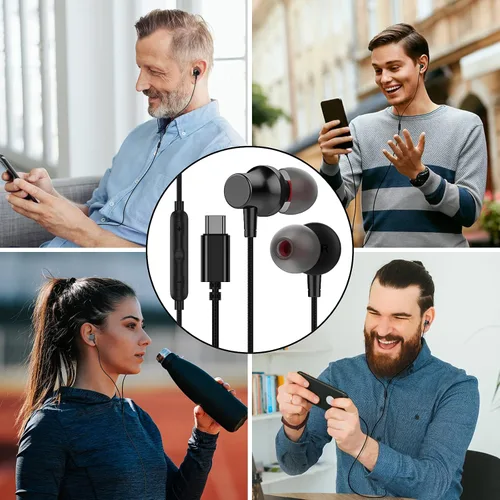 Vista 7 de Auriculares USB C, COOYA Tipo C Auriculares con Cable Magnéticos con Graves y Cancelación de Ruido In-Ear + Micrófono para iPhone 17 16 15 Pro Max