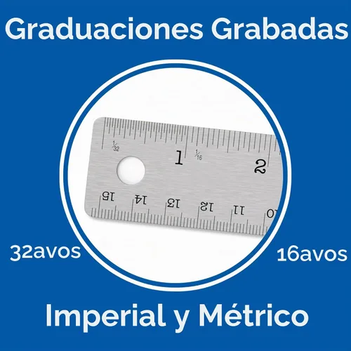 Vista 2 de Alvin, Regla de acero inoxidable, metal, 6 pulgadas