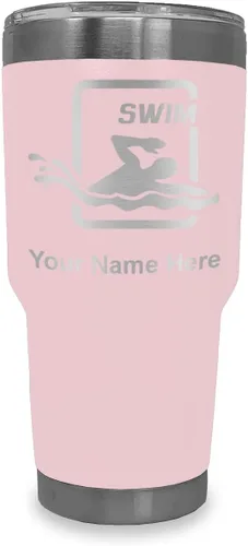Vista 10 de LaserGram Vaso aislado al vacío de 20 onzas, para natación, grabado personalizado incluido (negro) Engraved Gift for Swimmers, Vacuum Insulated