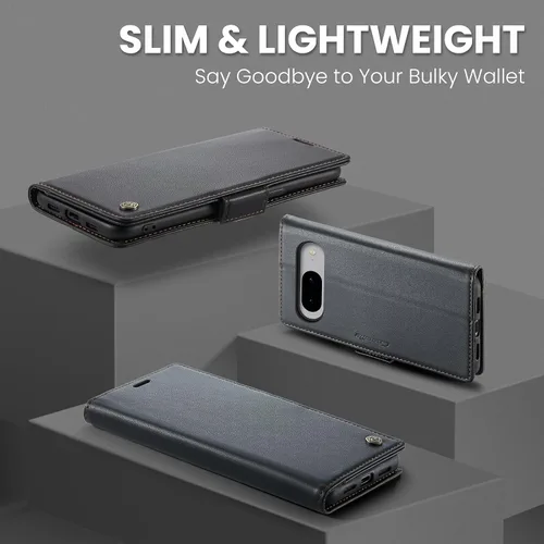 Vista 6 de Funda para Google Pixel 8, [bloqueo RFID] Funda de piel sintética tipo cartera con tarjetero y soporte para tarjetas, funda de teléfono a prueba
