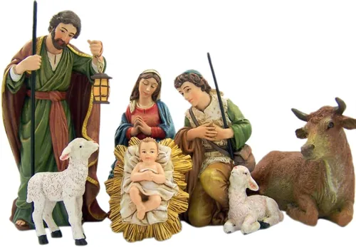 Vista 2 de Michael Adams - Juego de estatuas de Navidad de resina detallada, 5 pulgadas (3 piezas)