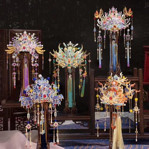 Vista 8 de MU Rompecabezas de metal 3D DIY Kits de modelo Phoenix Coronet Serie B Honghu, cultura china rompecabezas de construcción en miniatura