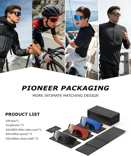 Vista 7 de KALIYADI Gafas de sol para hombre, gafas de sol con UV400 para correr, ciclismo, golf, pesca