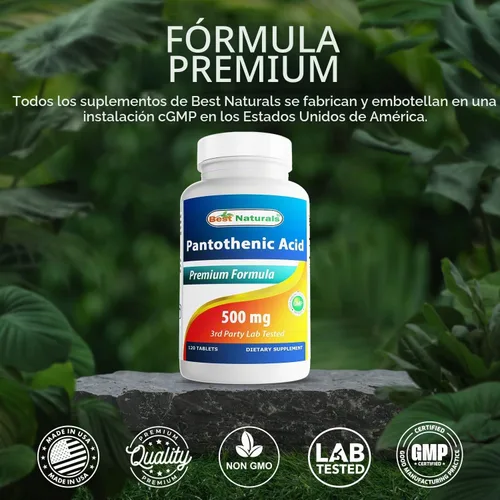 Vista 5 de Best Naturals Ácido Pantoténico 500 mg 120 Comprimidos