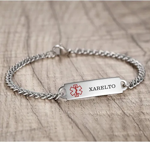 Vista 33 de Pulseras de identificación de alerta médica de 6.5 "-8.5" para mujeres, pulseras de emergencia médica de acero inoxidable, grabado gratuito